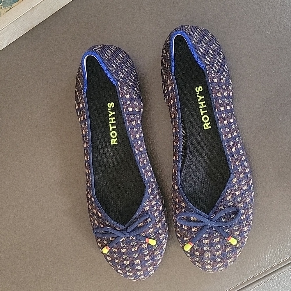 Rothy's The Bow Round Toe Evening Metallic Knit Fabric Ballet Flat